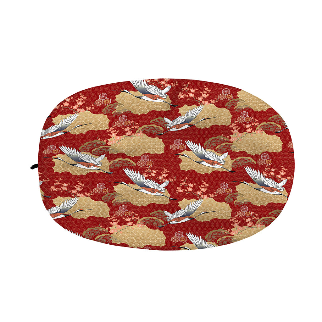 Crane Bird Kimono Pattern Print Car Side Mirror Covers