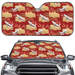 Crane Bird Kimono Pattern Print Car Windshield Sun Shade