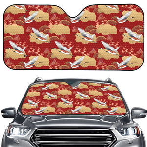 Crane Bird Kimono Pattern Print Car Windshield Sun Shade