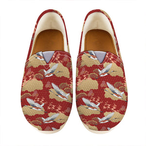 Crane Bird Kimono Pattern Print Casual Shoes