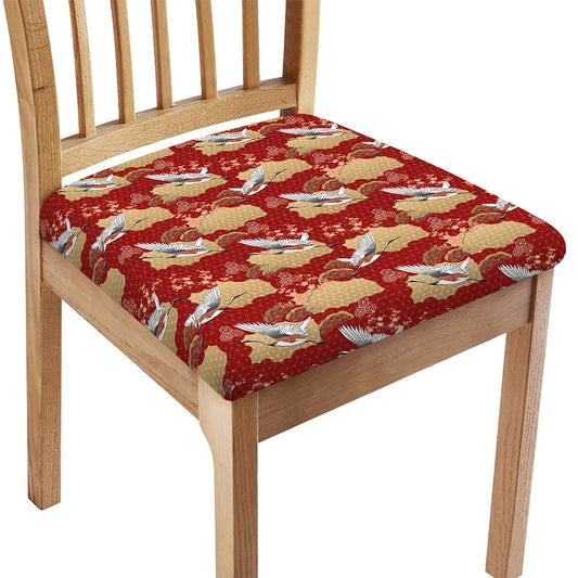 Crane Bird Kimono Pattern Print Chair Cushion Cover