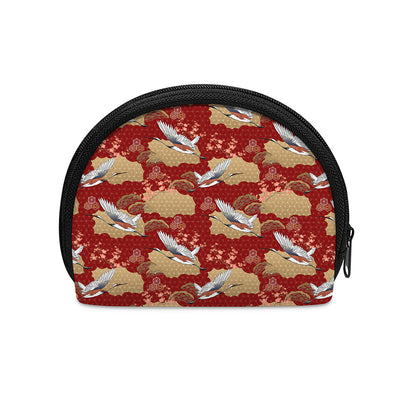 Crane Bird Kimono Pattern Print Coin Purse