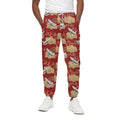Crane Bird Kimono Pattern Print Cotton Sweatpants