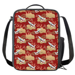 Crane Bird Kimono Pattern Print Crossbody Lunch Bag