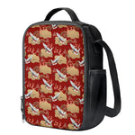 Crane Bird Kimono Pattern Print Crossbody Lunch Bag