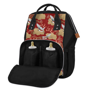 Crane Bird Kimono Pattern Print Diaper Bag