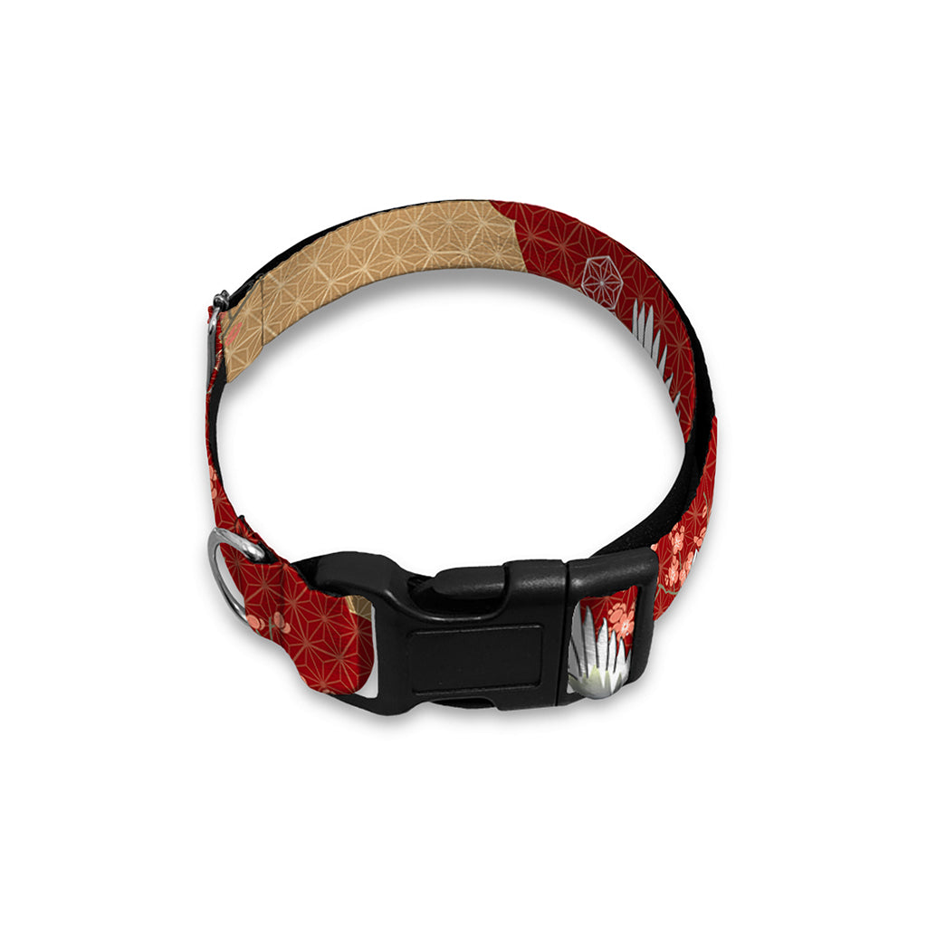 Crane Bird Kimono Pattern Print Dog Collar