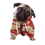 Crane Bird Kimono Pattern Print Dog Zip Up Hoodie