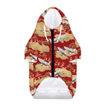 Crane Bird Kimono Pattern Print Dog Zip Up Hoodie