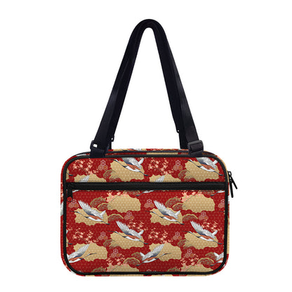 Crane Bird Kimono Pattern Print Double Strap Bible Bag