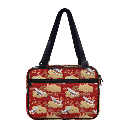 Crane Bird Kimono Pattern Print Double Strap Bible Bag
