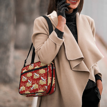 Crane Bird Kimono Pattern Print Double Strap Bible Bag