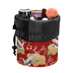 Crane Bird Kimono Pattern Print Drawstring Makeup Bag