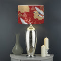 Crane Bird Kimono Pattern Print Drum Lamp Shade