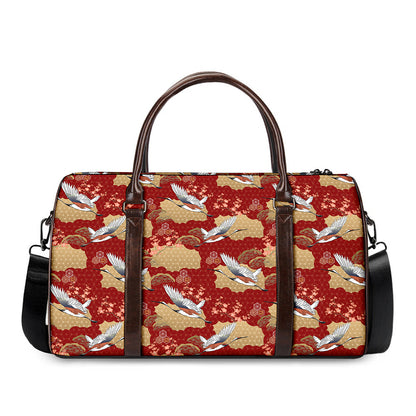 Crane Bird Kimono Pattern Print Duffle Bag
