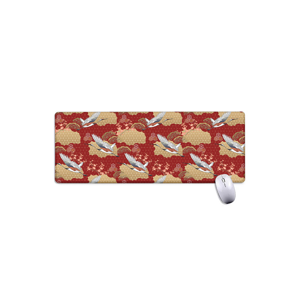 Crane Bird Kimono Pattern Print Extended Mouse Pad