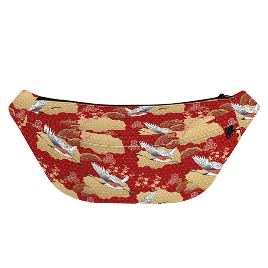 Crane Bird Kimono Pattern Print Fanny Pack