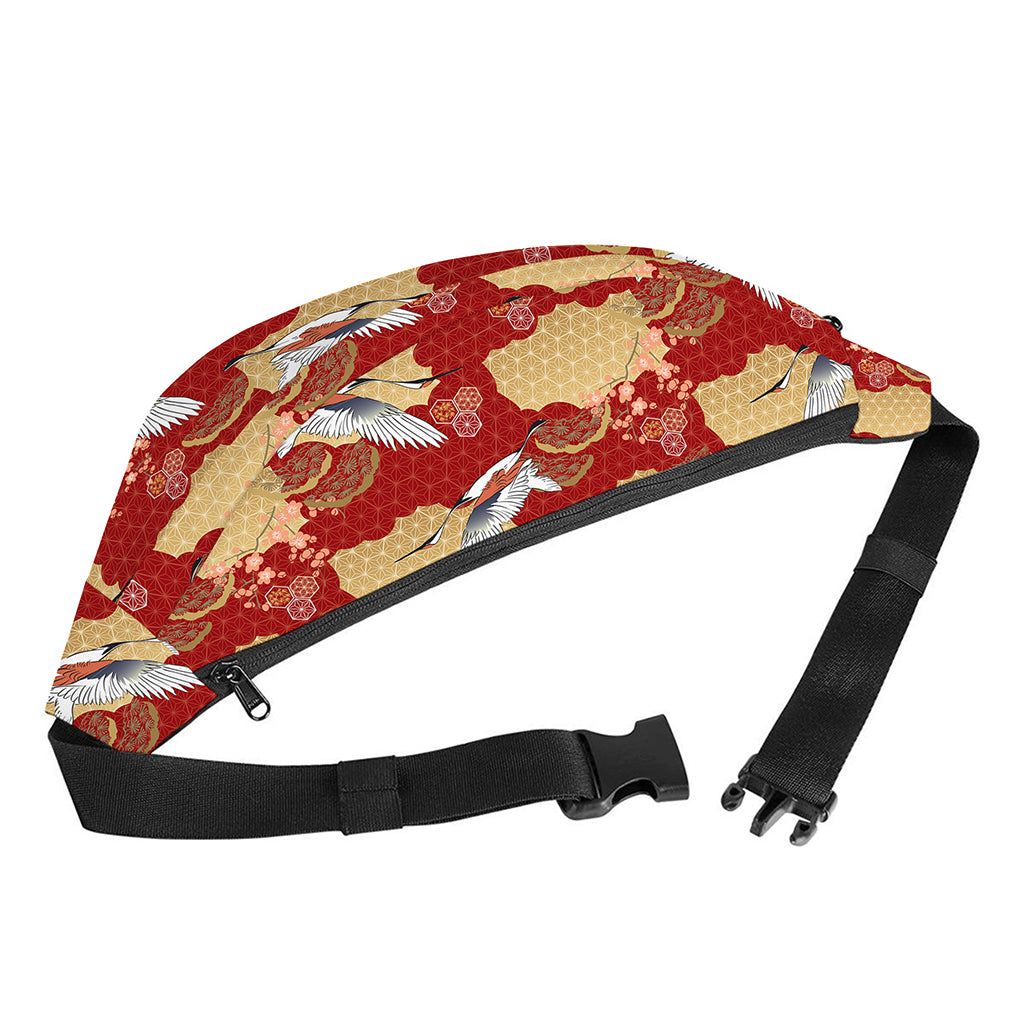 Crane Bird Kimono Pattern Print Fanny Pack