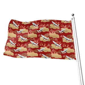 Crane Bird Kimono Pattern Print Flag