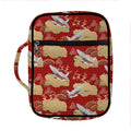 Crane Bird Kimono Pattern Print Front Pocket Bible Bag