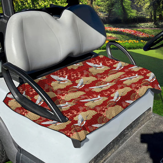 Crane Bird Kimono Pattern Print Golf Cart Seat Cover
