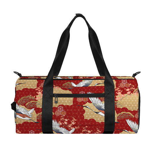Crane Bird Kimono Pattern Print Gym Bag