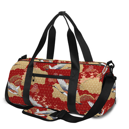 Crane Bird Kimono Pattern Print Gym Bag