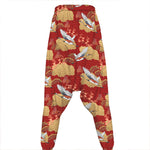 Crane Bird Kimono Pattern Print Hammer Pants