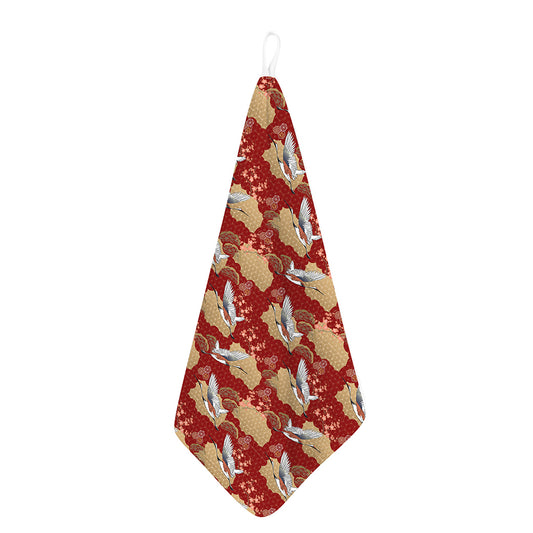 Crane Bird Kimono Pattern Print Hand Towel