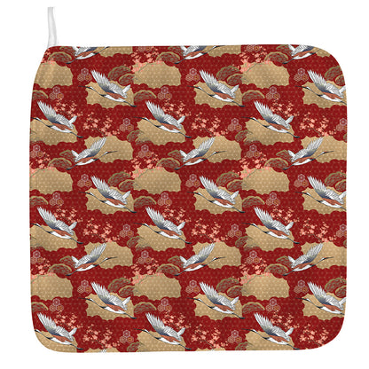 Crane Bird Kimono Pattern Print Hand Towel