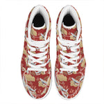 Crane Bird Kimono Pattern Print High Top Leather Sneakers