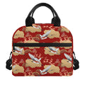 Crane Bird Kimono Pattern Print Insulated Lunch Bag
