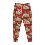 Crane Bird Kimono Pattern Print Jogger Pants