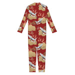 Crane Bird Kimono Pattern Print Jumpsuit