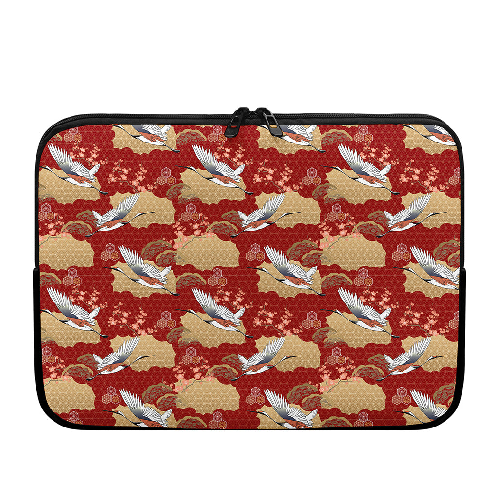 Crane Bird Kimono Pattern Print Laptop Sleeve