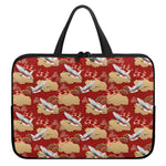 Crane Bird Kimono Pattern Print Laptop Sleeve With Handle