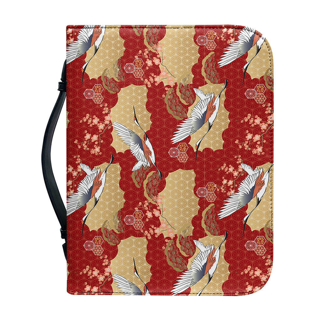 Crane Bird Kimono Pattern Print Leather Bible Cover