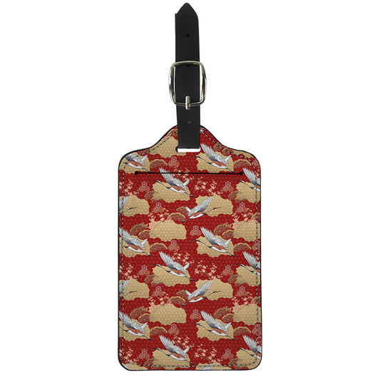 Crane Bird Kimono Pattern Print Luggage Tag