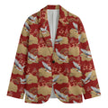 Crane Bird Kimono Pattern Print Men's Blazer