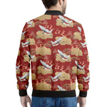 Crane Bird Kimono Pattern Print Men's Bomber Jacket