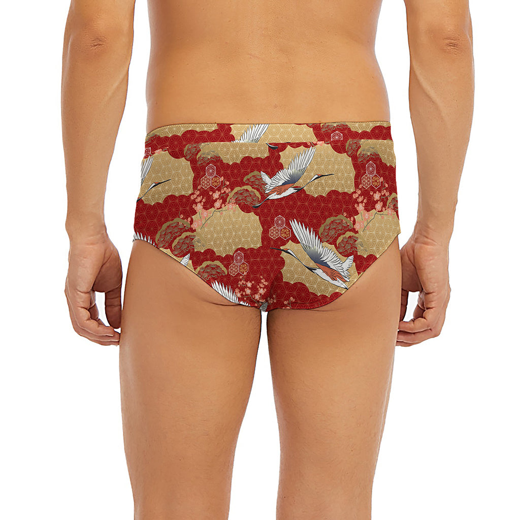 Crane Bird Kimono Pattern Print Men's Briefs