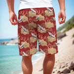 Crane Bird Kimono Pattern Print Men's Cargo Shorts