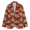 Crane Bird Kimono Pattern Print Men's Cotton Blazer