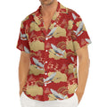 Crane Bird Kimono Pattern Print Men's Deep V-Neck Shirt