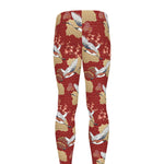 Crane Bird Kimono Pattern Print Men's leggings