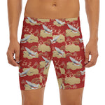 Crane Bird Kimono Pattern Print Men's Long Boxer Briefs