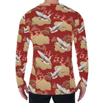 Crane Bird Kimono Pattern Print Men's Long Sleeve T-Shirt