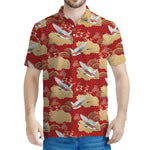 Crane Bird Kimono Pattern Print Men's Polo Shirt