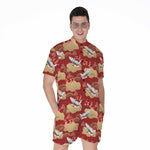 Crane Bird Kimono Pattern Print Men's Rompers