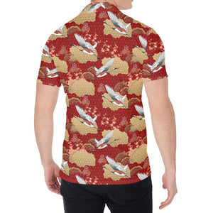 Crane Bird Kimono Pattern Print Men's Shirt